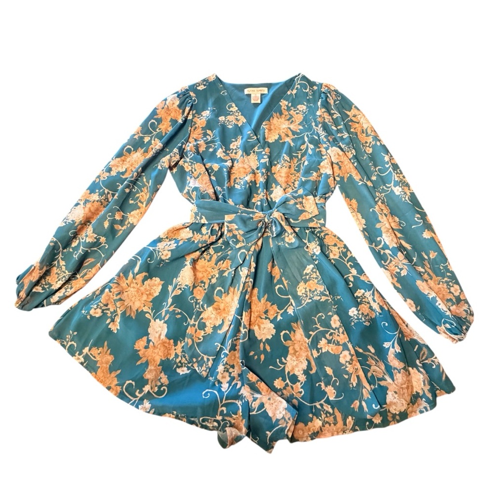 Women’s Flying Tomato Medium Floral Teal Romper